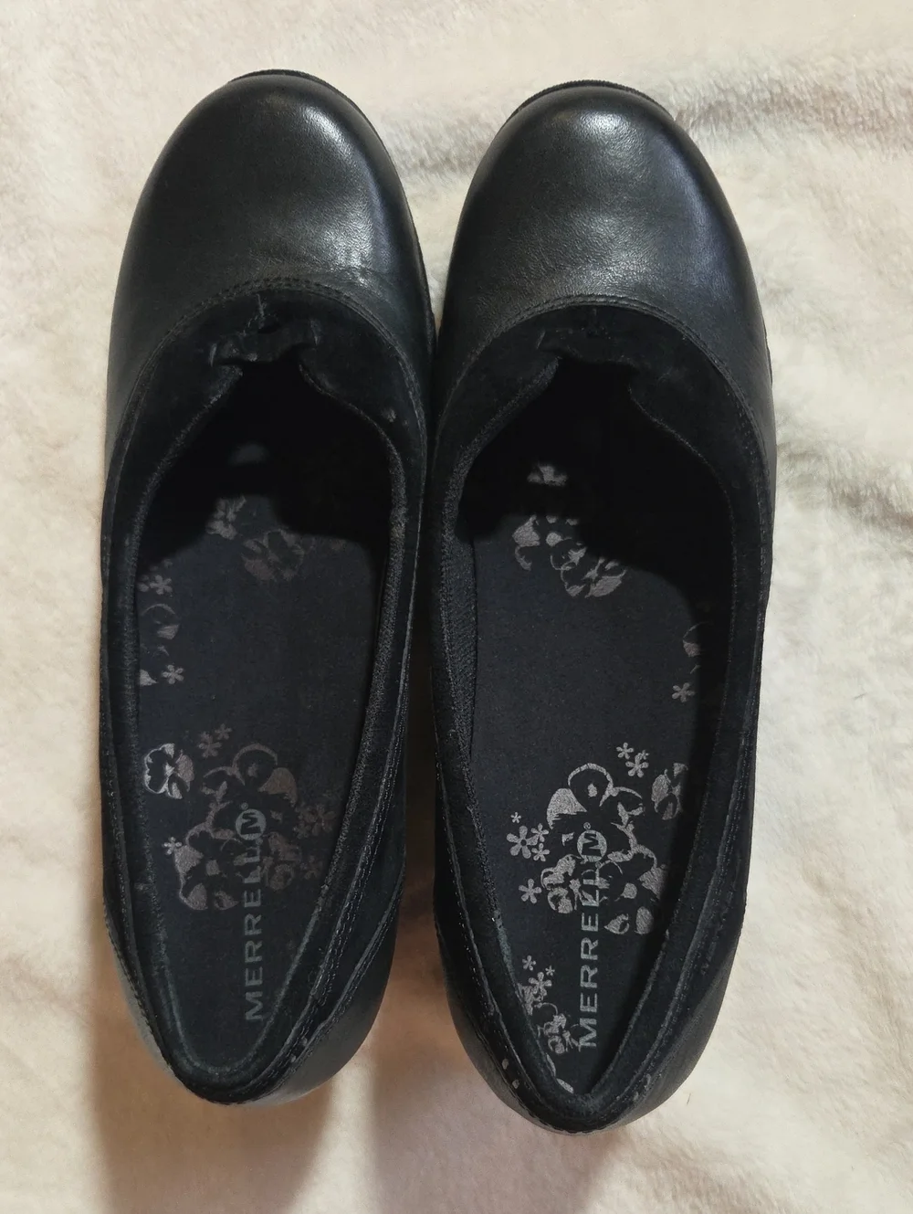 Merrell Lotus black leather suede slip on wedge Sz 8.5